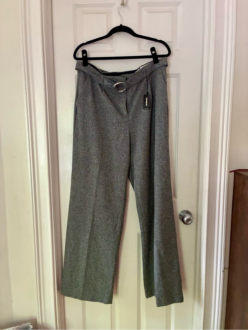 NWT Express High-Rise Wide Leg Gray Women’s Trousers with Belt